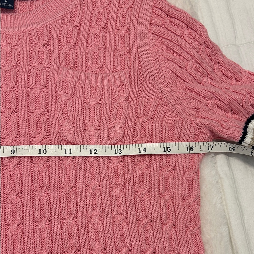 Tommy Hilfiger Pink Preppy Cable Knit Sweater Size Medium NWOT Casual - Picture 8 of 9